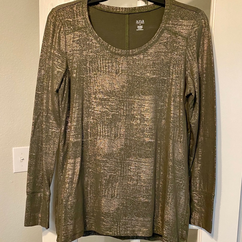 a.n.a. Army Green with Gold shimmer detail Top